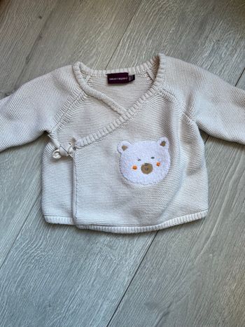 Gilet cache-cœur en maille Sergent Major - Écru - 3 mois