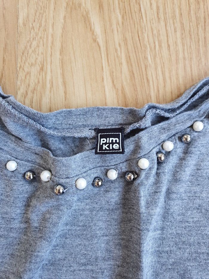 Tee shirt gris a perles Pimkie - photo numéro 3