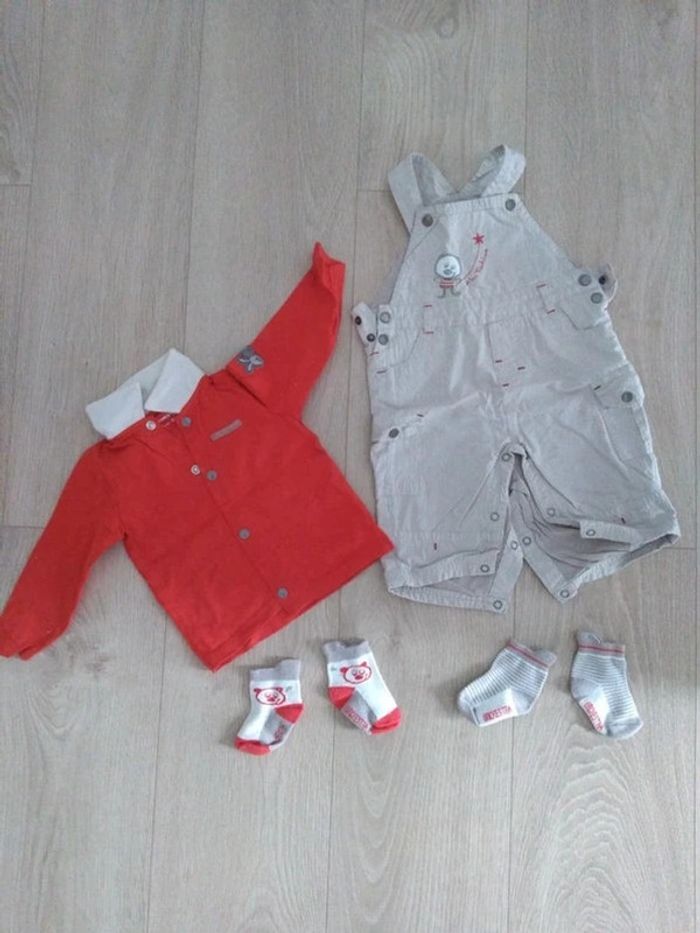 Ensemble salopette courte, polo et chaussettes Orchestra 6 mois - photo numéro 3