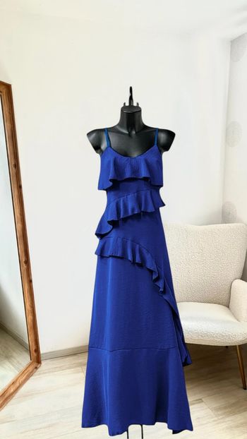 Robe bleu électrique avec fente taille unique