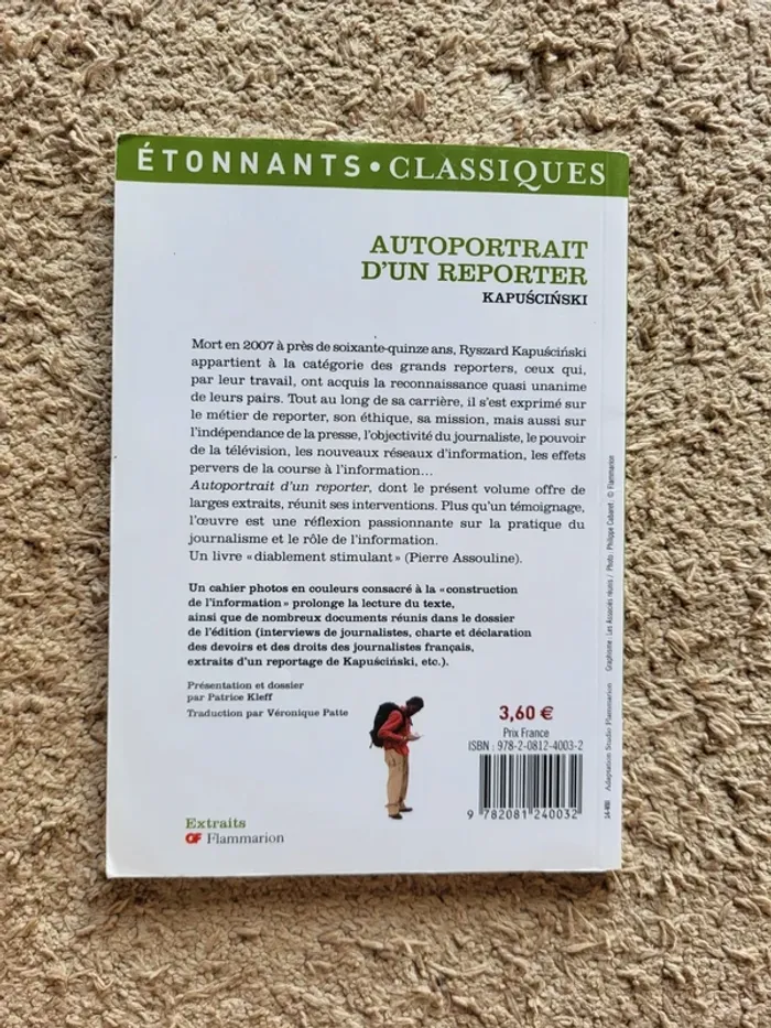 Livre "Autoportrait d'un reporter" de Kapuściński - Étonnants classiques - photo numéro 2