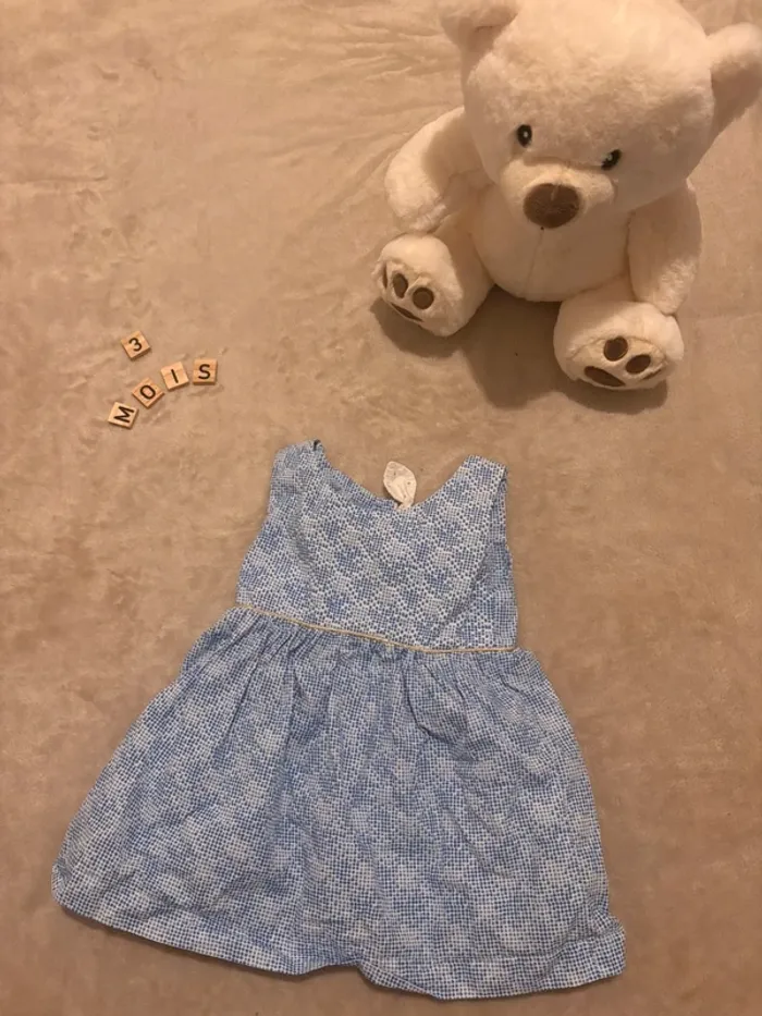 Robe sans manches à pois bleu - 3 mois