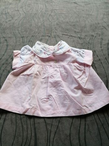 Robe rose et blanche et sa culotte Taille S soit 6 mois/1 an
