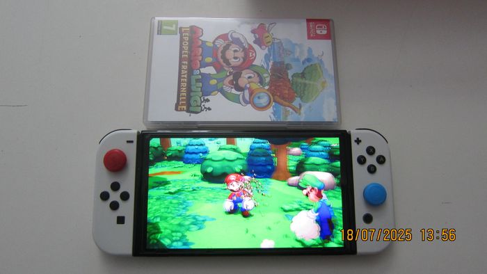 nintendo switch oled +256go sacoche manette pro yoshi crafted mario & luigi looney tunes - photo numéro 5