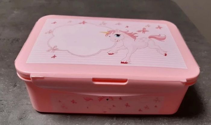 Grande boite à goûter rose motif licorne neuve - photo numéro 1