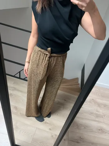 Pantalon pailleté élastique doré taille unique