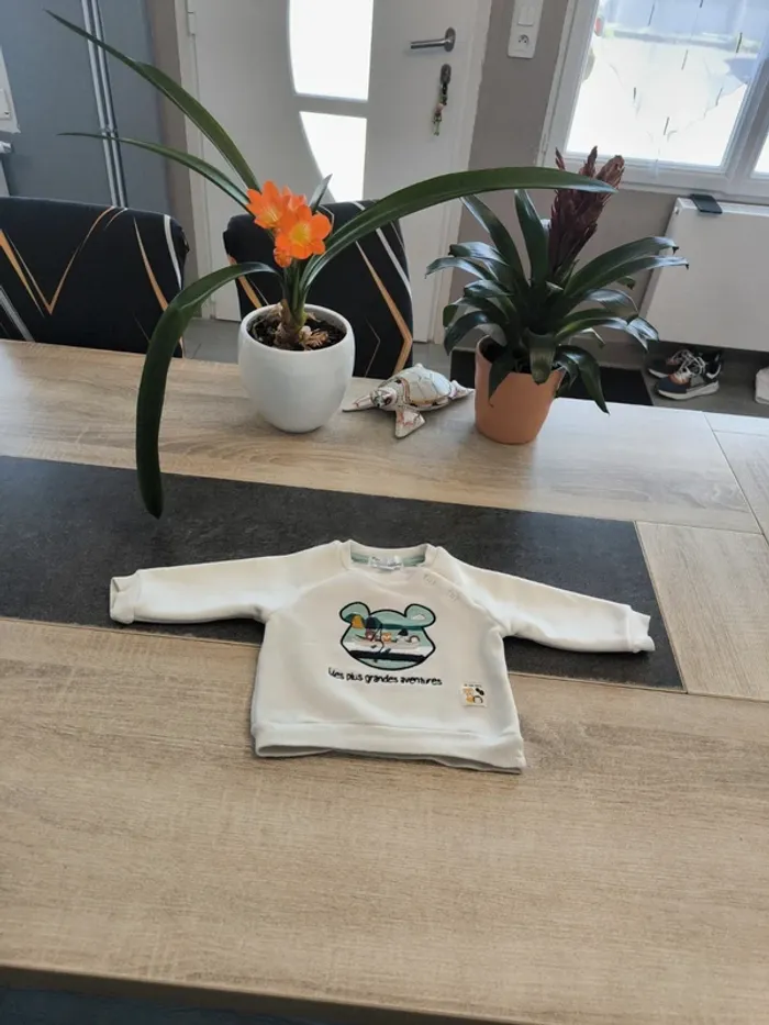 Pull doublé tout doux tout chaud garçon 6 mois Mes petits Cailloux