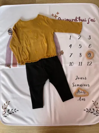 Ensemble t-shirt manches longues + pantalon - Bébé fille - 9 mois - Zara