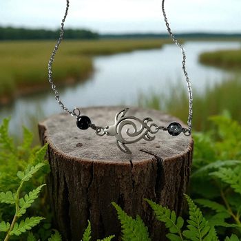 Collier Tortue Tribal – Perles Aurore Boréale
