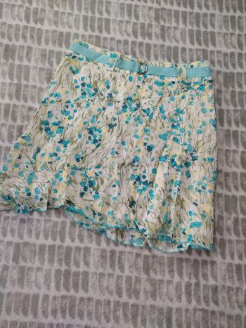 Jupe courte a fleurs vert turquoise Promod taille 36