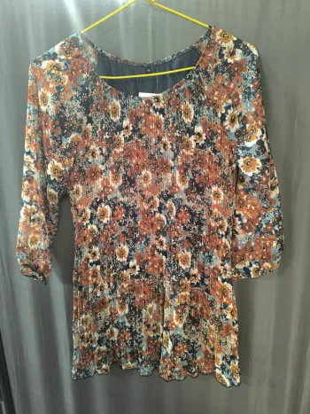 316902 blouse marron /marine/blanc femme 38