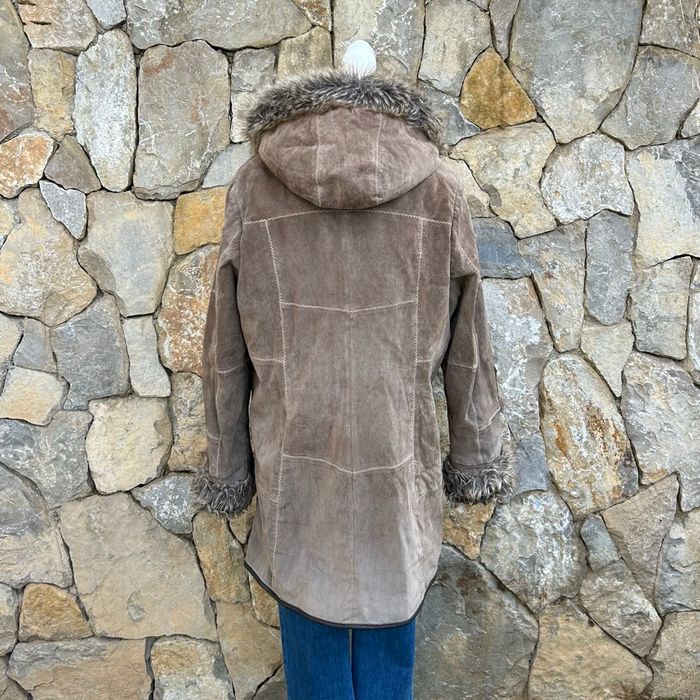 Manteau d’hiver Saki, cuir retourné, shearling, vintage y2k beige taupe, femme 46 - photo numéro 6