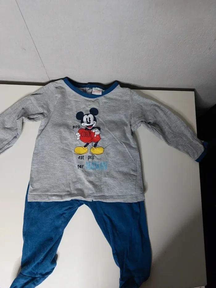 Ensemble pyjama manche longue gris et bleu "Disney baby" - photo numéro 2