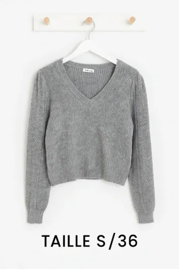 🧶 Pull gris col V 🧶