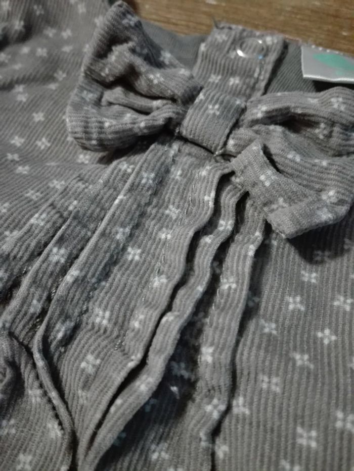 Robe boule velours gris liberty bébé fille 9 mois - photo numéro 2