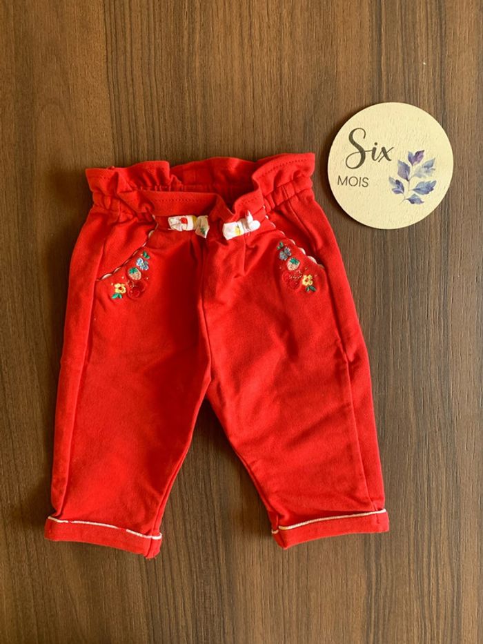 Pantalon Sergent Major 6 mois fille rouge