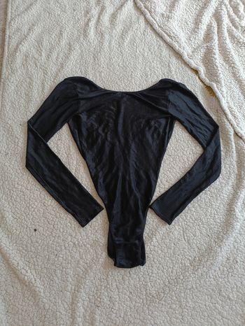 Body noir côtelé col danseuse – manches longues moulantes