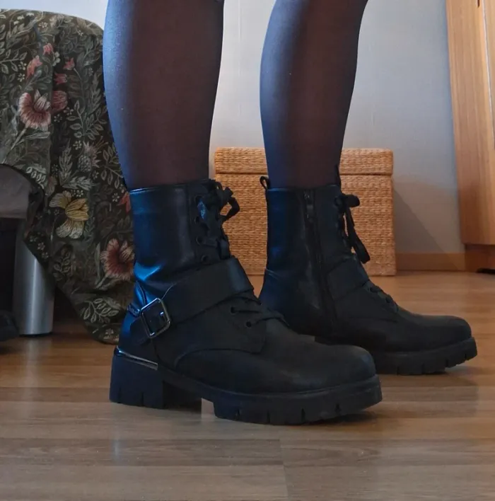 Botines cuir noir a lacets et fermeture éclair cimarron - photo numéro 17