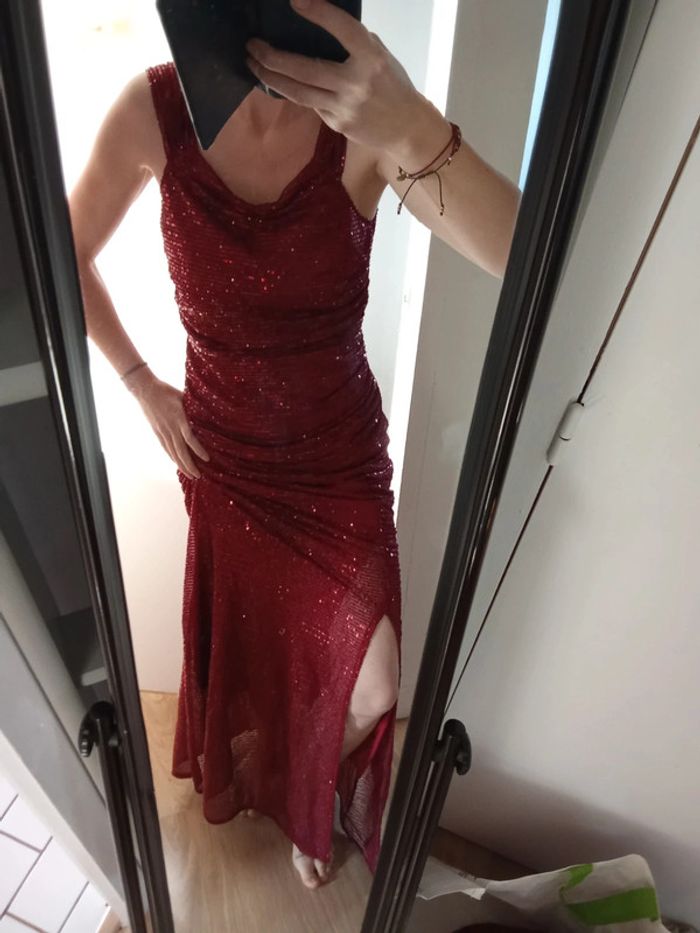 Robe gala sexy et elegant - Rouge strass - photo numéro 7