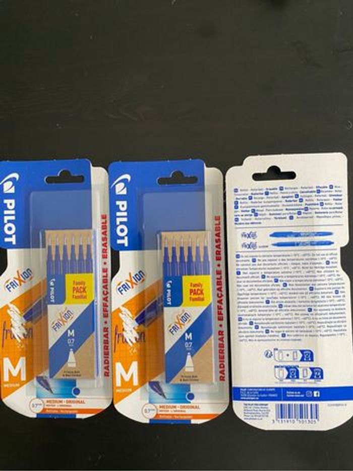 Lot de 18 recharges bleu frixion pointe moyenne pilot