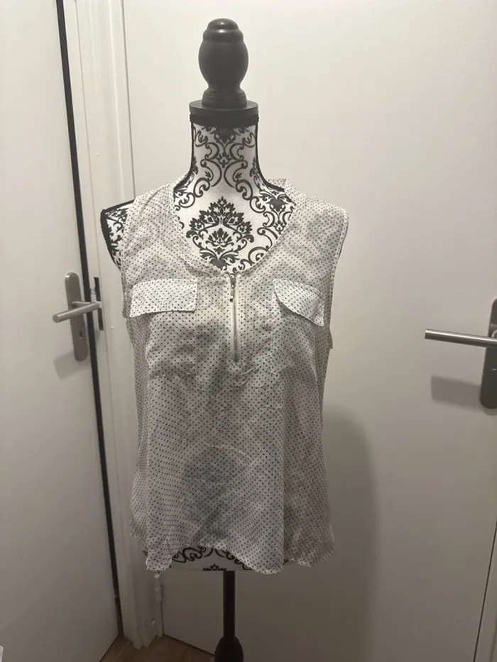 Chemisier blanc à pois