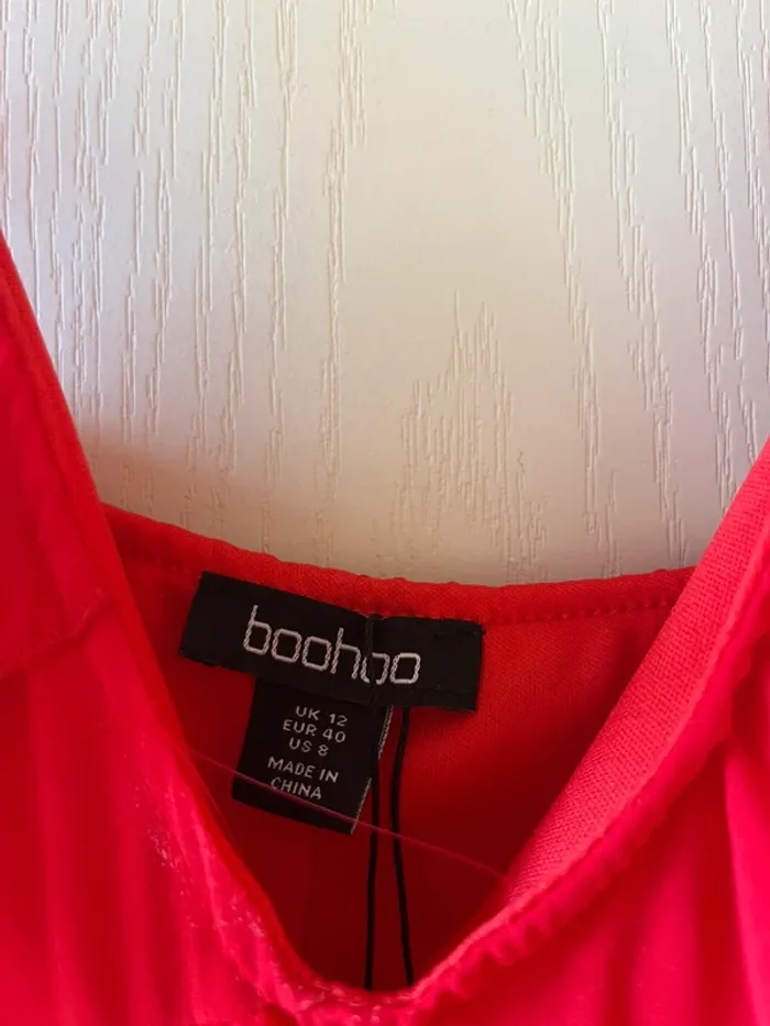 robe longue maxi dress à volant rouge boohoo - photo numéro 5