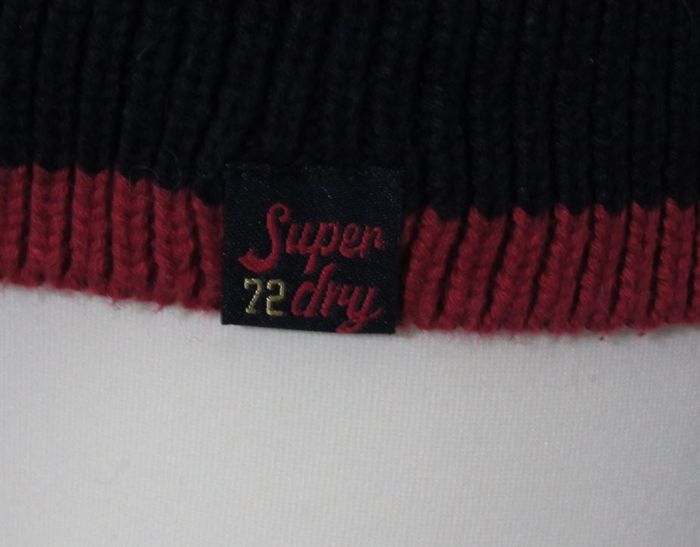 Pull superdry bleu foncé et rouge, taille S adulte mixte. - photo numéro 6