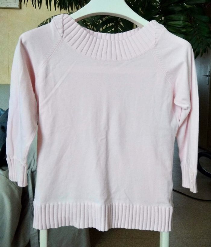 Pull rose col bateau