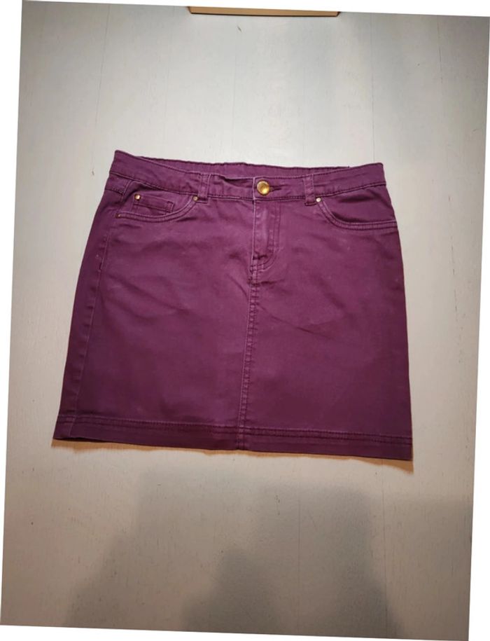 Jupe courte Mini-jupe coupe droite mauve