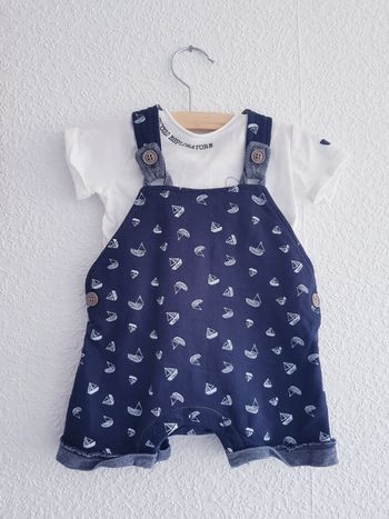 i Do - Ensemble salopette short + tee-shirt manches courtes, col rond (3 mois)