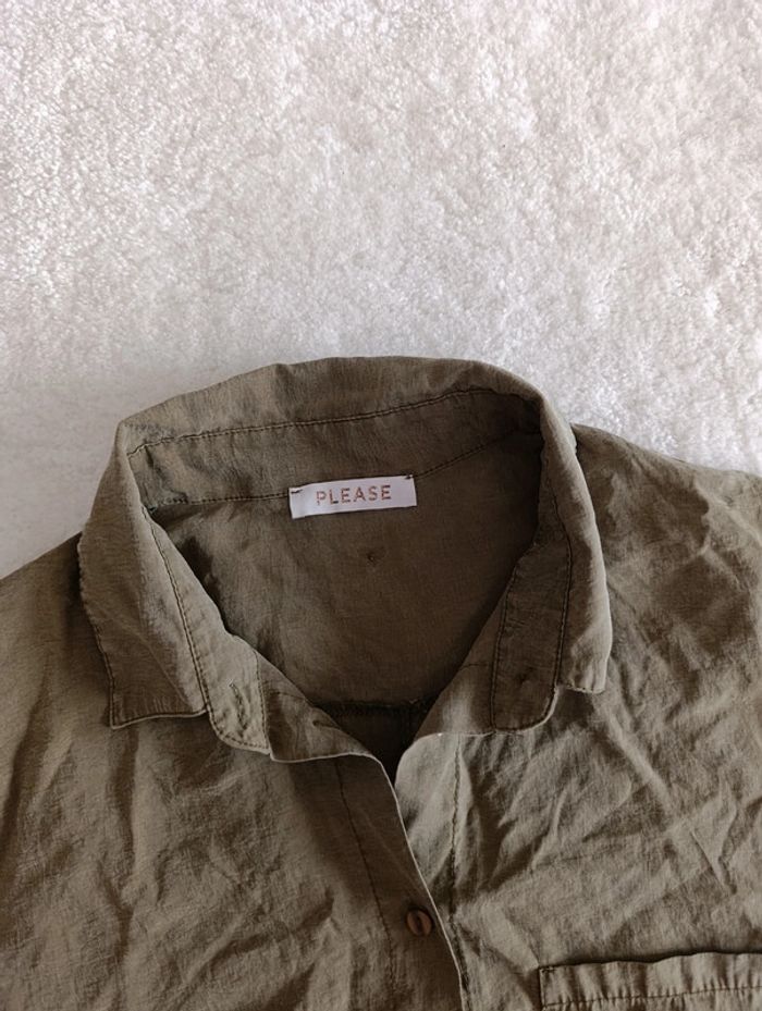 Chemise légère oversize Please L vert kaki 100% lyocell décontractée - photo numéro 9