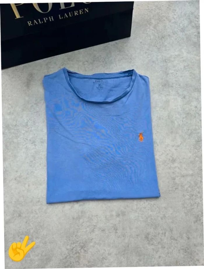 T-shirt Ralph Lauren M coupe col rond bleu Homme Men tee14b