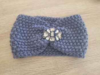 Bandeau d'hiver bleu à cristaux