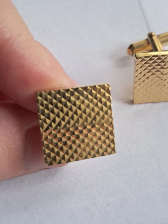 Boutons de manchette vintage plaqués or decornpointe de diamant - photo numéro 2