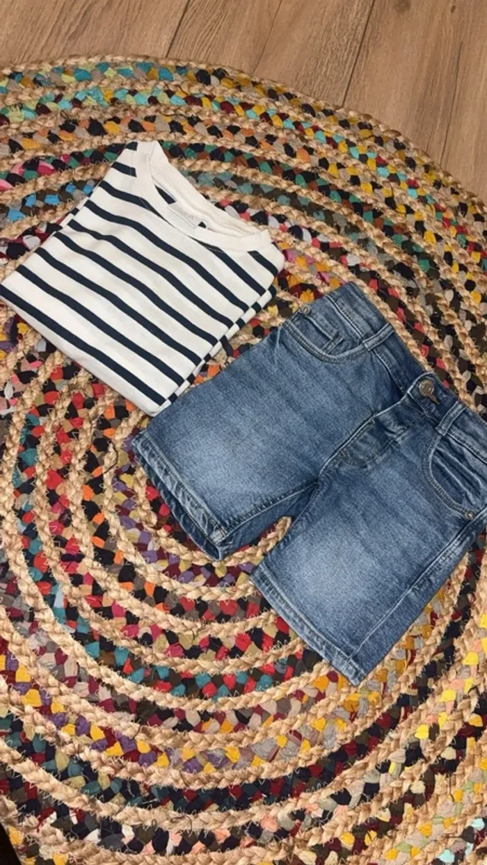 Ensemble short jean t-shirt garçon - photo numéro 4