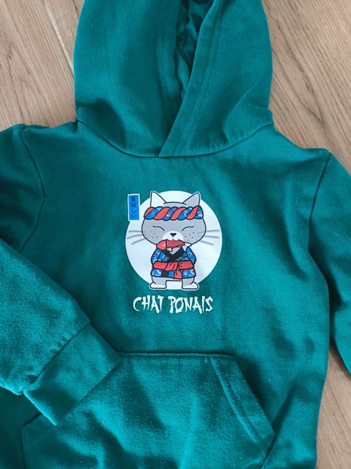 Sweat vert chat - photo numéro 2