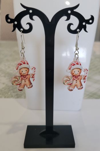 boucles d'oreilles ginger bread bonhomme pain d'epices sucre d'orge ! NEUVE !