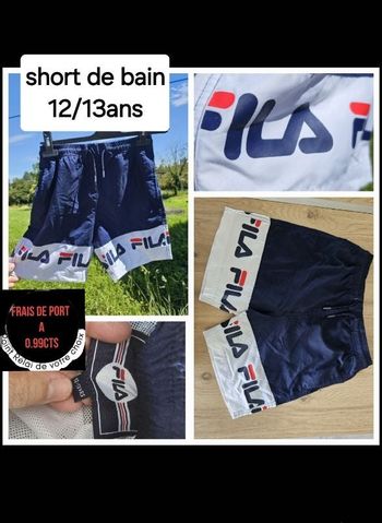 Short de bain fila bleu  12/13 ans garçon