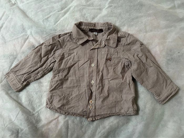 Chemise rayures blanches et marrons 6 mois jacadi