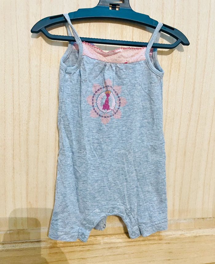 Barboteuse, combi short grise petit bateau - 6 mois