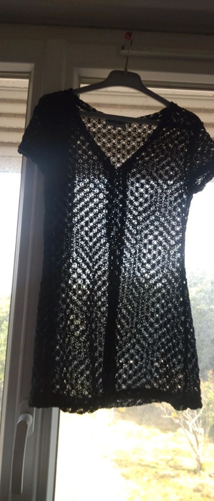 Haut noir ajouré en crochet vintage femme jennyfer 36 - photo numéro 5