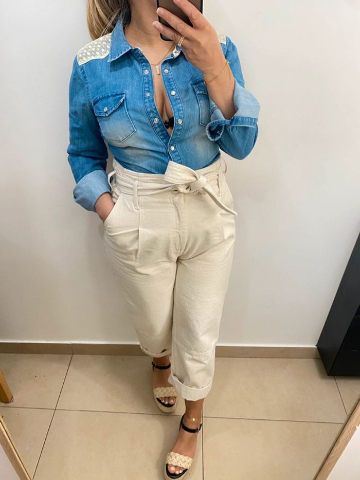 Chemise Cintrée En Jean Avec Crochet Taille 36 - photo numéro 6