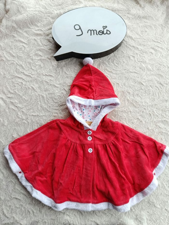 Poncho avec capuche Père Mère Noël étoile Fille 9 mois Orchestra