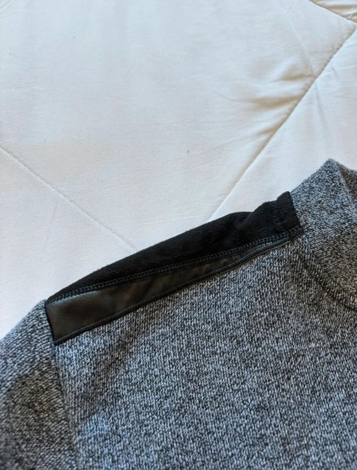Pull gris noir chine début 2000 y2k homme col V bouton coton taille M - photo numéro 5