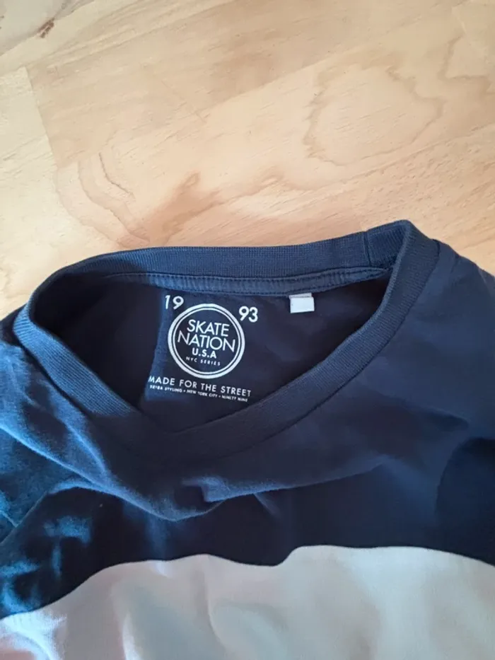Sublime t-shirt ML marine Camel et blanc 9/10 ans - photo numéro 5