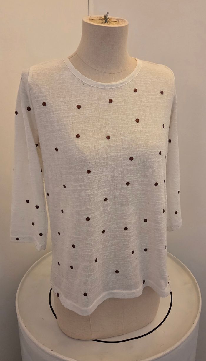 Blouse Grace & Mila à pois dorés – dos boutonné et lien – romantique & chic - photo numéro 8