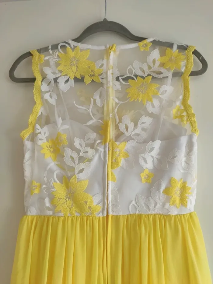 Robe de soirée jaune poussin - Drop en soleil - photo numéro 7