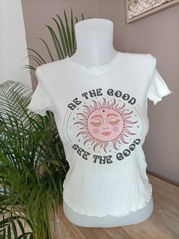 T-shirt côtelé blanc