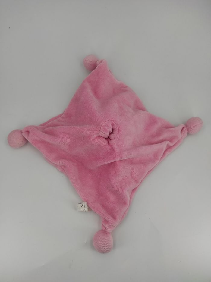 Doudou plat Ours rose et beige Sabiluc - photo numéro 3