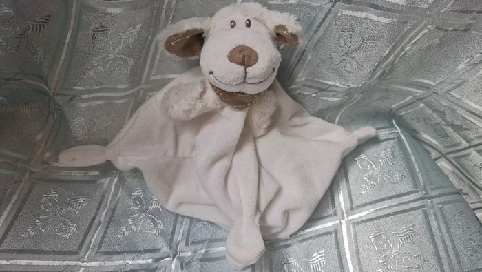 Doudou plat chien blanc baby  tex